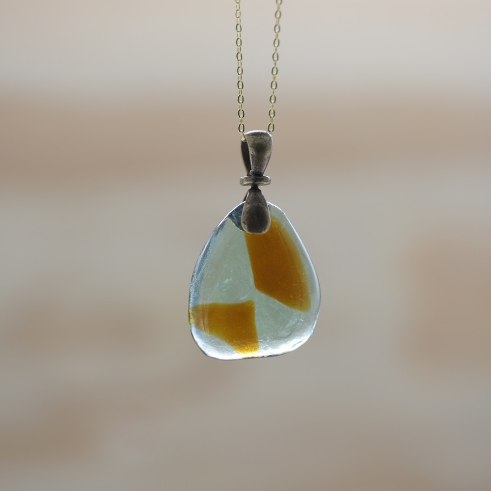 Wine Beer Glass Necklace Alcohol Jewelry Brown Blue Gold Silver Copper Seaglass